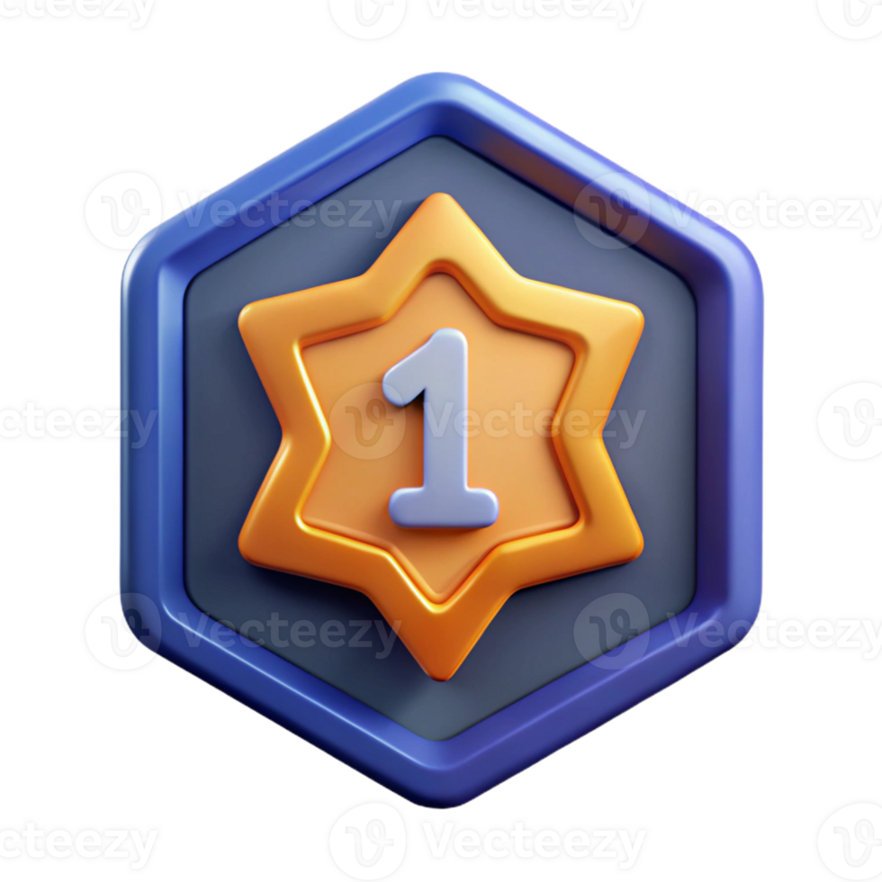 magnificent exceptional Pentagon badge with a number one. Flat color, crisp edges, with Scalable Design. png