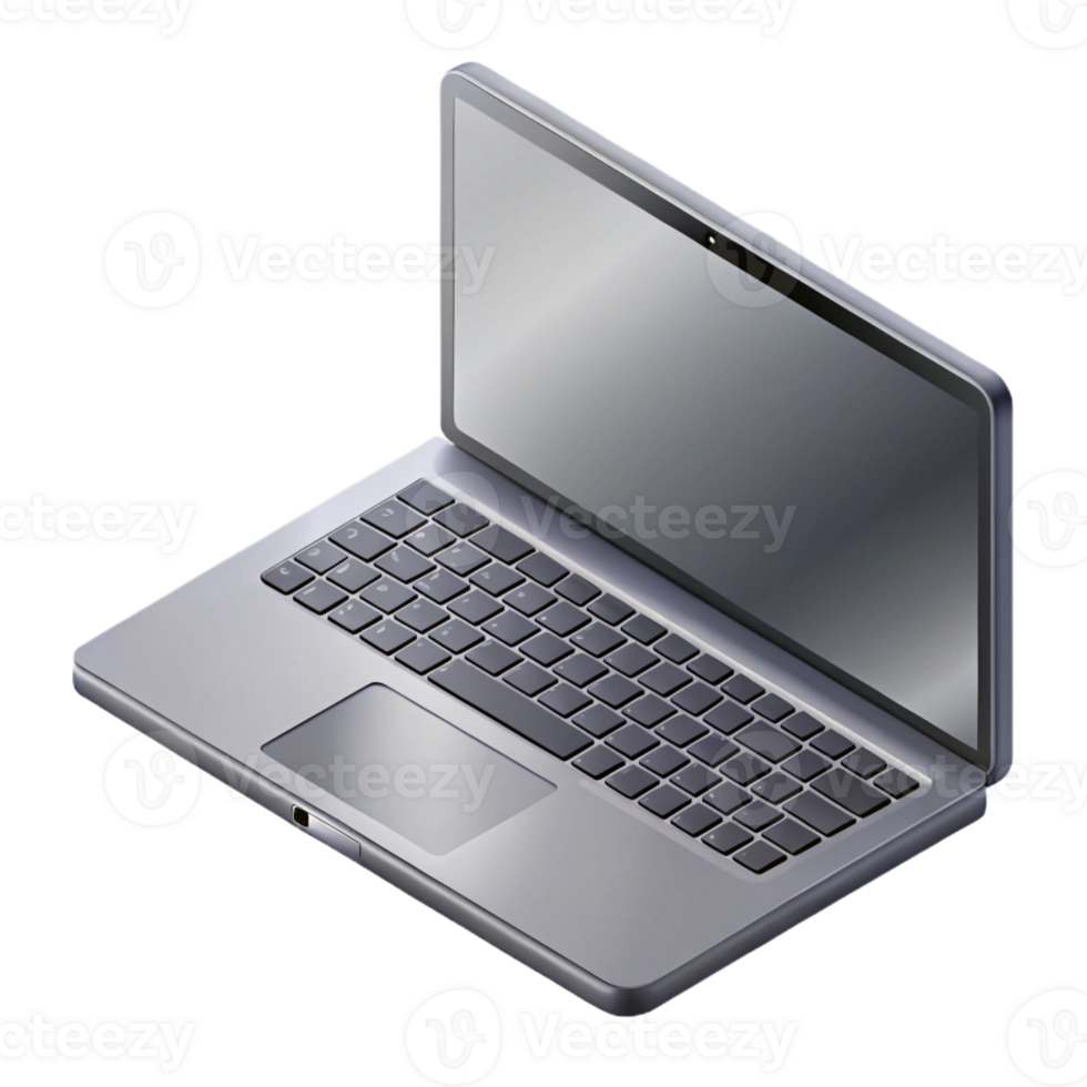 immaculate melancholic vintage Clean lines isometric laptop, scalable design, grey with Scalable Design. studio quality png