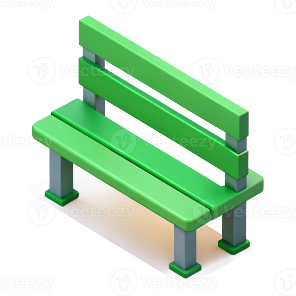 immaculate renaissance Minimal isometric park bench, single-weight stroke, green with Scalable Design. handcrafted png