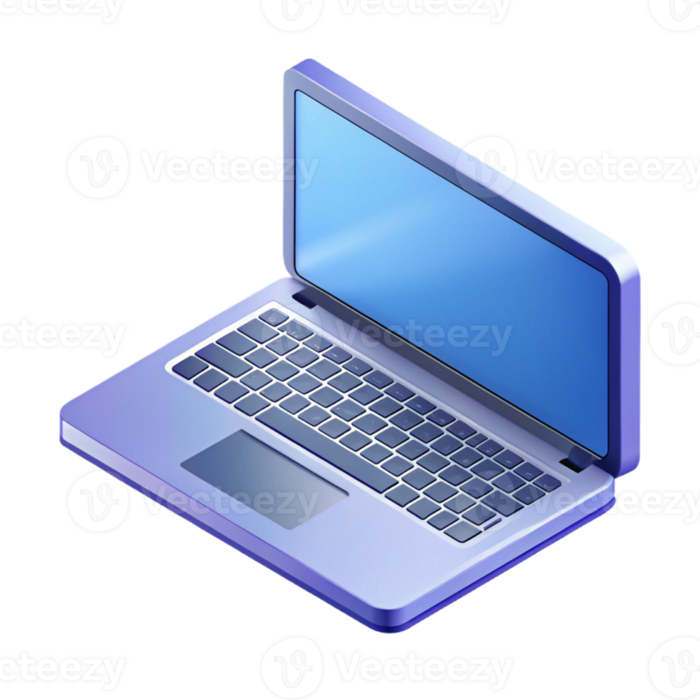extraordinary romantic tropical Isometric laptop computer open. Clean lines, with Scalable Design. professional png
