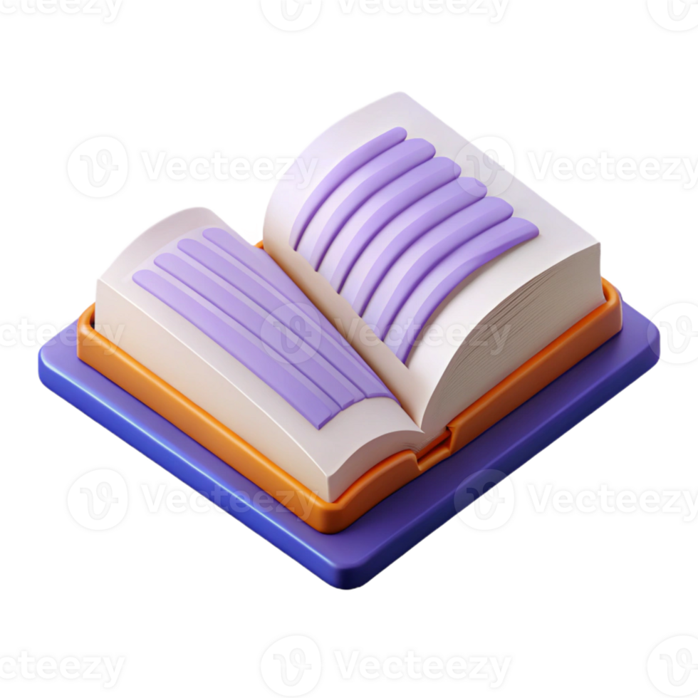 elegant inspired Isometric open book with symmetrical pages. Clean lines, with Scalable Design. png