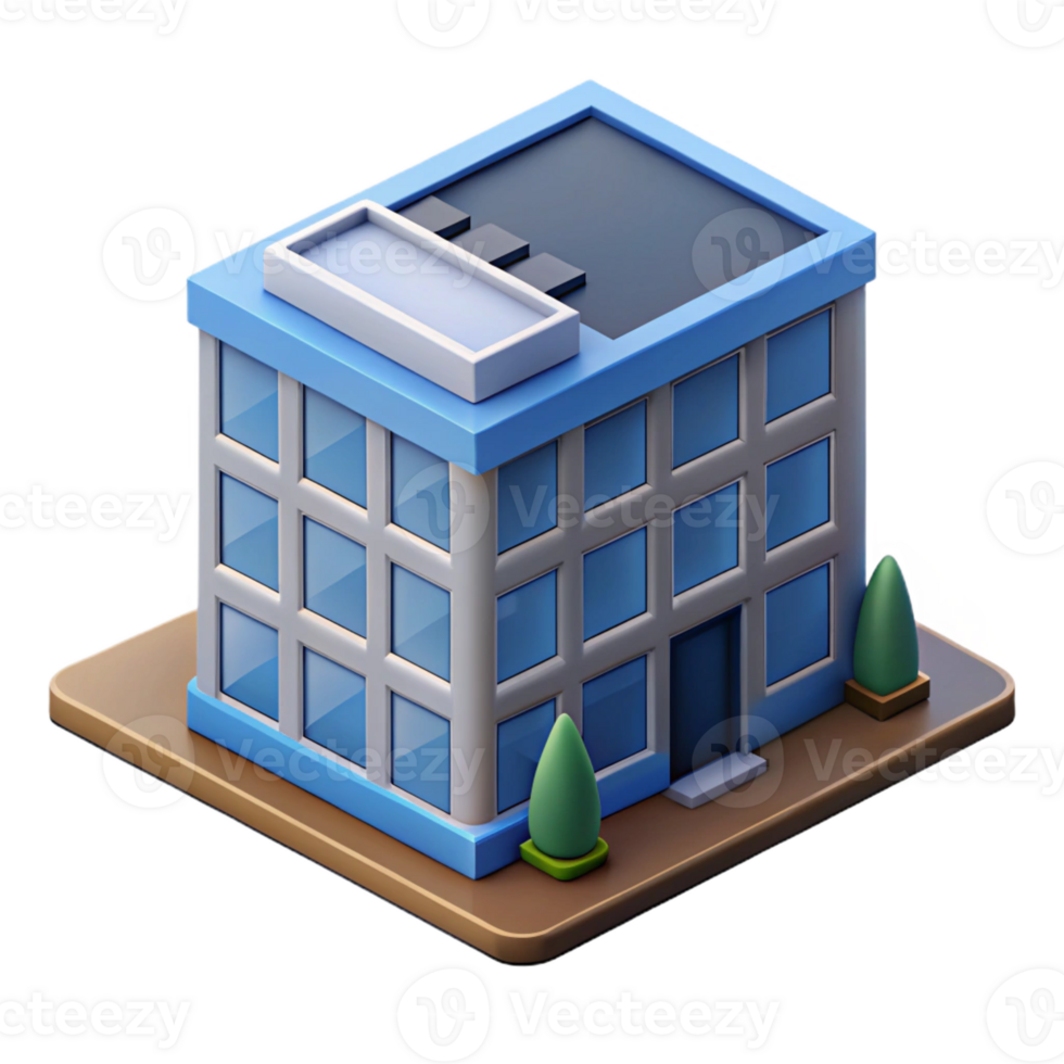 immaculate acclaimed Flat color isometric office building, crisp edges with Scalable Design. png