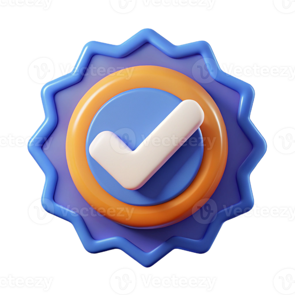 dramatic traditional Check mark badge, clean lines. Flat color, crisp edges, with Scalable Design. fine detail png