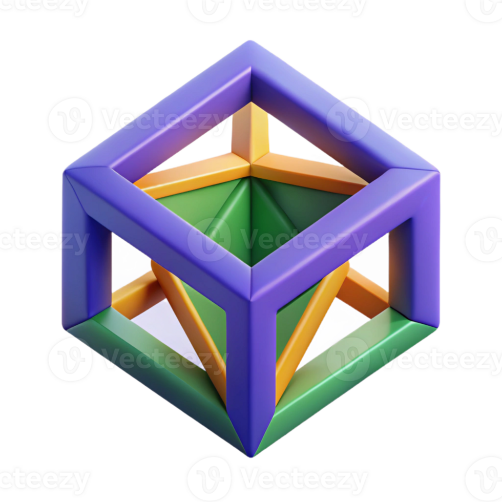 distinctive modern Isometric abstract geometric shape. Minimal, symmetrical with Scalable Design. masterfully captured png