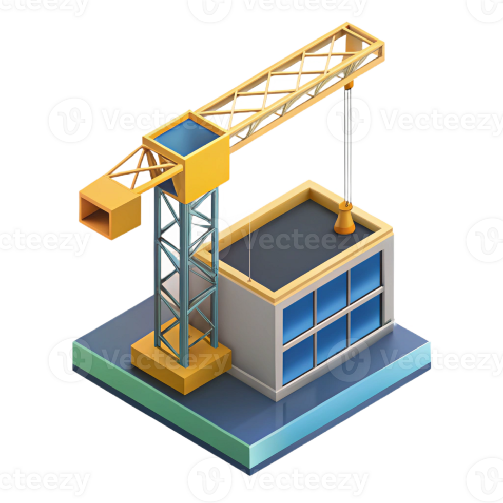 distinctive rustic Isometric building crane. Crisp edges, single-weight stroke with Scalable Design. sharp png