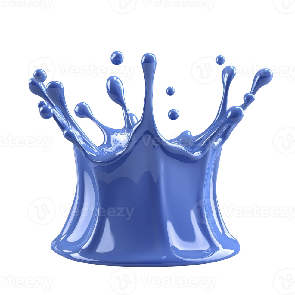A vibrant blue liquid splash forms dynamic crown shape against transparency background, capturing motion and fluidity. splash is smooth and glossy, evoking sense of energy and movement png