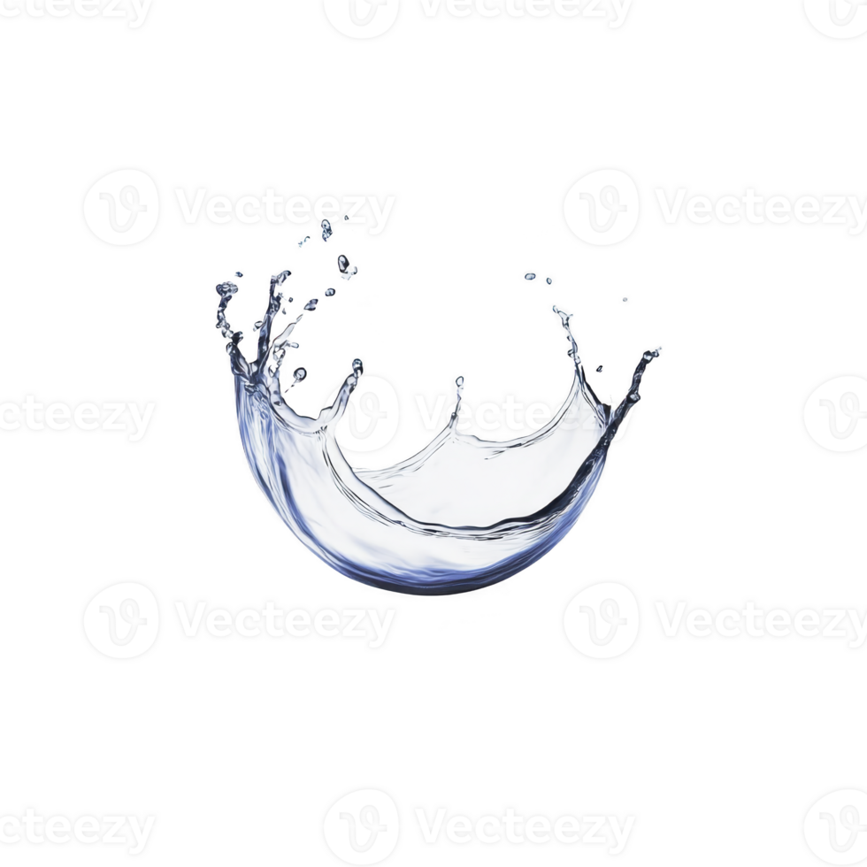 A dynamic splash of water captured mid air against transparency background, showcasing fluid motion and clarity. droplets form elegant arc, highlighting beauty of water in motion png