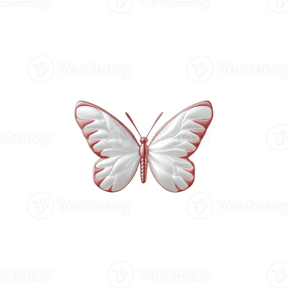 A beautifully designed butterfly with white wings and pink edges, showcasing delicate and elegant appearance. butterfly symmetrical wings and soft colors create sense of tranquility and grace png