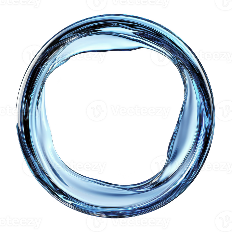 A swirling, transparent blue water ring forms perfect circle against transparency background, creating sense of fluidity and motion. image evokes calmness and purity png
