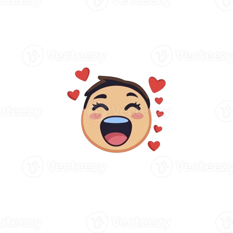 A joyful emoji with wide open mouth and hearts surrounding it, expressing love and happiness. emoji has cheerful expression, conveying excitement and affection png