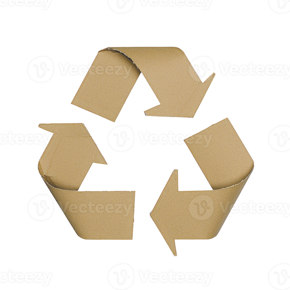 A cardboard recycling symbol with three arrows forming triangle, representing sustainability and eco friendly practices. texture suggests focus on environmental conservation png