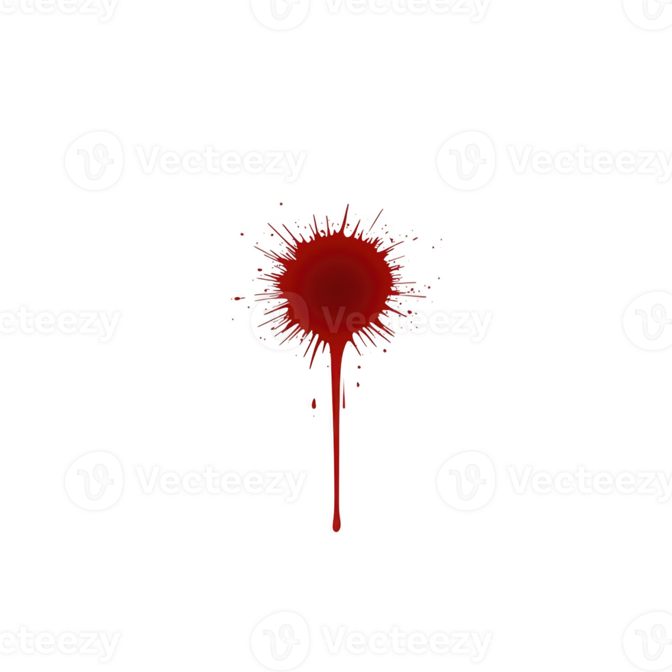 A vivid red paint splatter with dripping effect creates striking visual against plain background, evoking sense of creativity and bold expression png