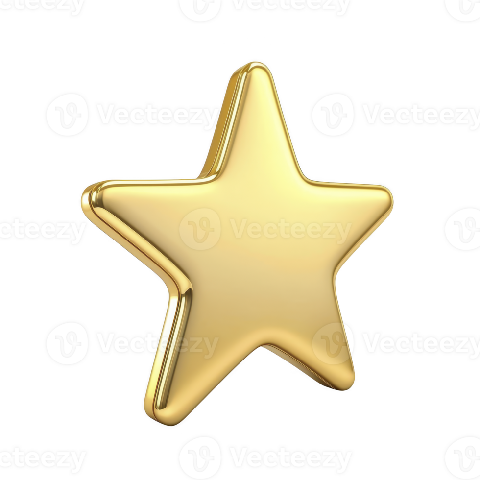 A shiny golden star with smooth, reflective surface, symbolizing excellence and achievement. star metallic finish adds touch of elegance and prestige, making it ideal for awards or decorations png
