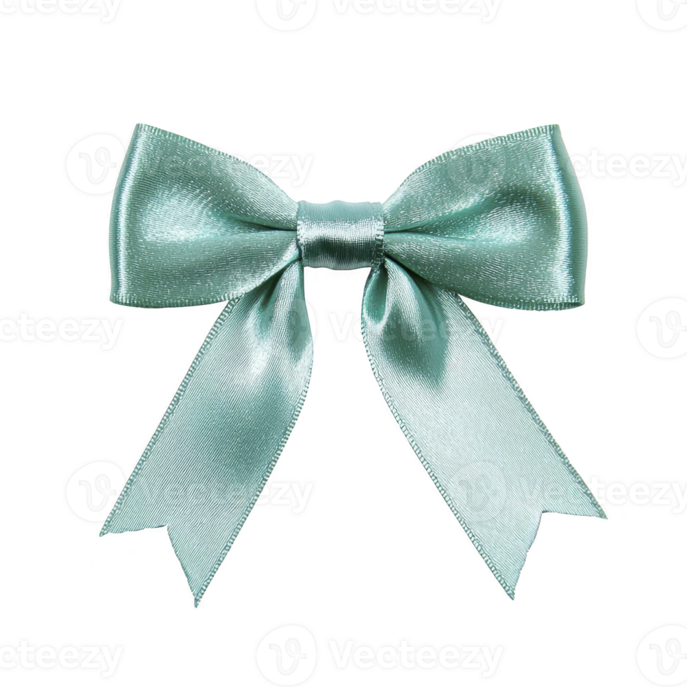 A shiny, elegant light blue satin ribbon bow with long tails, perfect for gift wrapping or decoration, isolated on transparency background png
