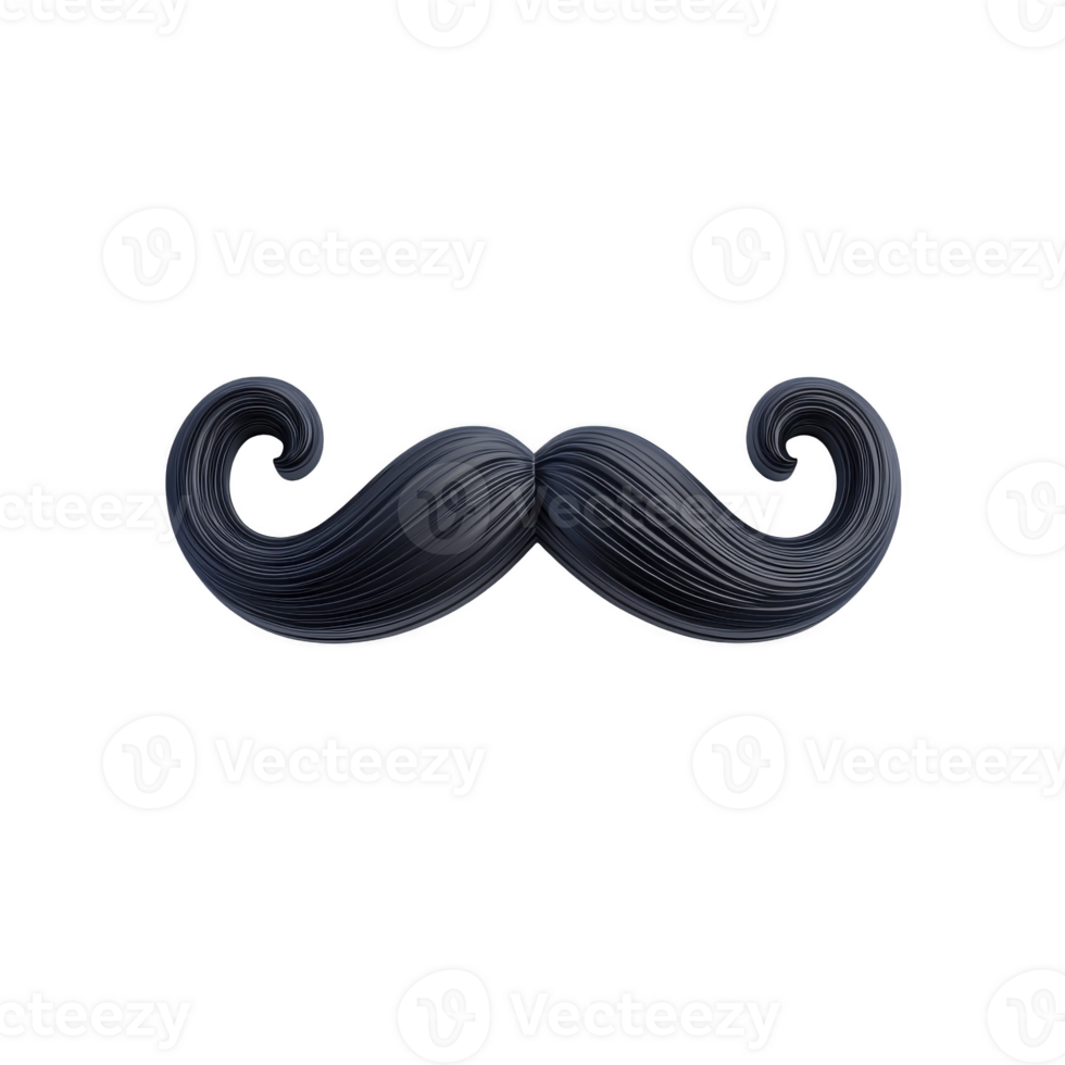 A classic black handlebar mustache with curled ends, often associated with vintage or retro styles, is depicted. mustache is isolated on transparency background, emphasizing its shape and texture png