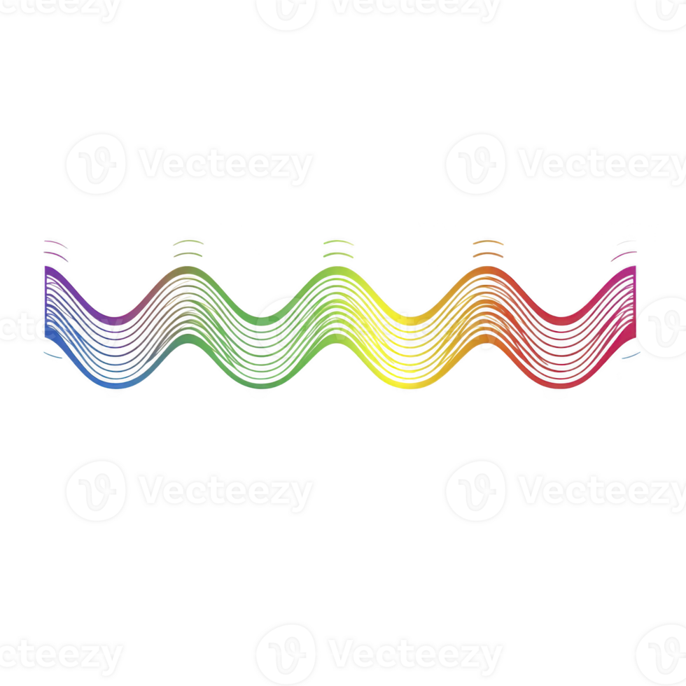 A vibrant abstract wave pattern with spectrum of colors including red orange yellow green blue and purple creating dynamic and energetic visual effect png