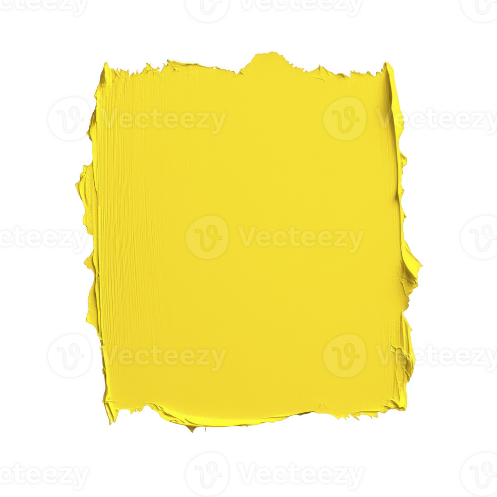 A vibrant square of bright yellow paint with textured edges on transparency background, showcasing bold and energetic expression png
