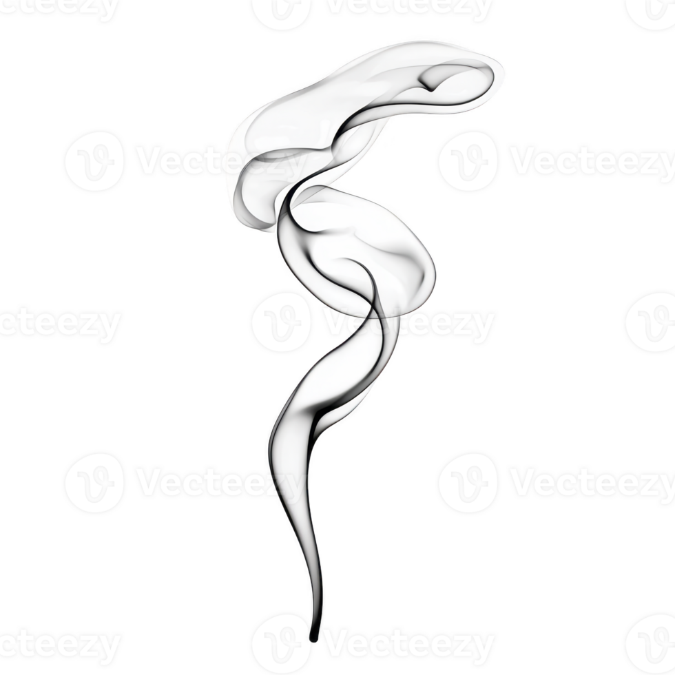 A graceful swirl of white smoke rises against transparency background, creating elegant and ethereal pattern. delicate curves and wisps evoke sense of calm and mystery png
