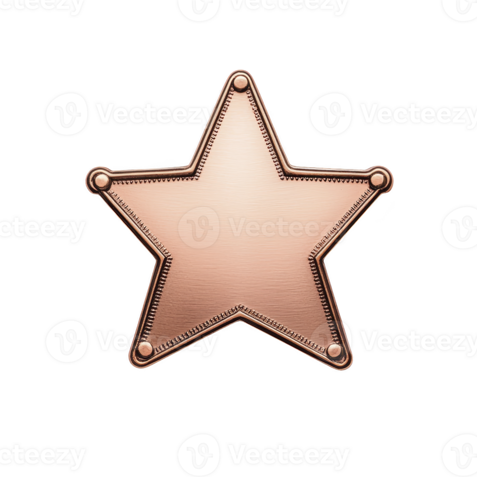 A shiny bronze star with metallic texture and detailed edges, symbolizing achievement or excellence. star polished surface reflects light, giving it prestigious appearance png
