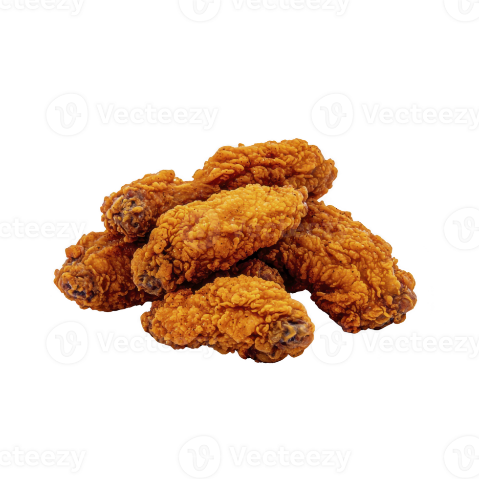 A Crispy fried chicken wings stacked together, showcasing golden brown texture and appetizing appearance. Perfect for delicious snack or meal png