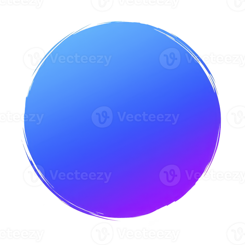 A vibrant, smooth gradient sphere with blue to purple transition, set against plain background, creates modern and abstract visual. circular shape is outlined with subtle, artistic brushstroke png