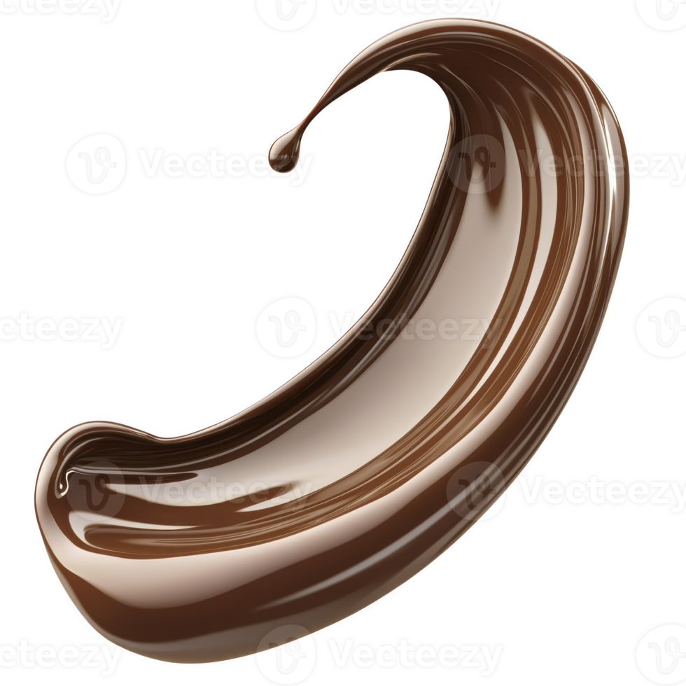 A smooth, glossy swirl of rich chocolate creates enticing and delicious visual. creamy texture and deep brown color evoke sense of indulgence and sweetness png