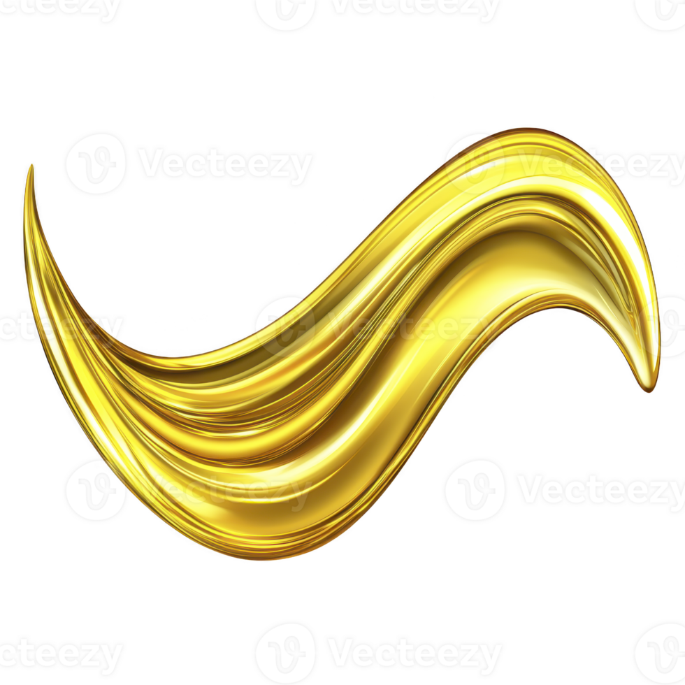 A flowing, abstract golden wave with smooth, shiny texture, symbolizing elegance and luxury. dynamic shape and vibrant color create sense of movement and opulence png