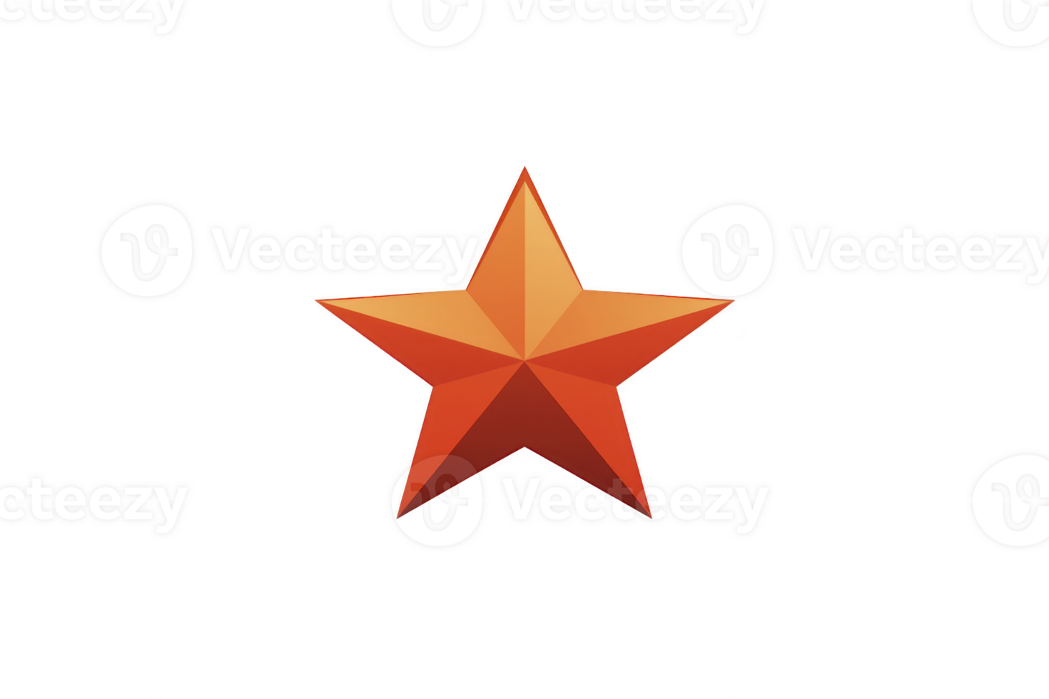 An orange star with gradient design stands out against plain background, symbolizing achievement and excellence. five pointed shape is simple yet striking, evoking sense of recognition and success png
