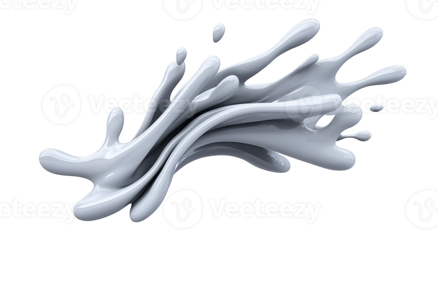 A dynamic splash of white liquid creates abstract and fluid shape against transparent background, conveying motion and energy. smooth texture and flowing form add sense of elegance png
