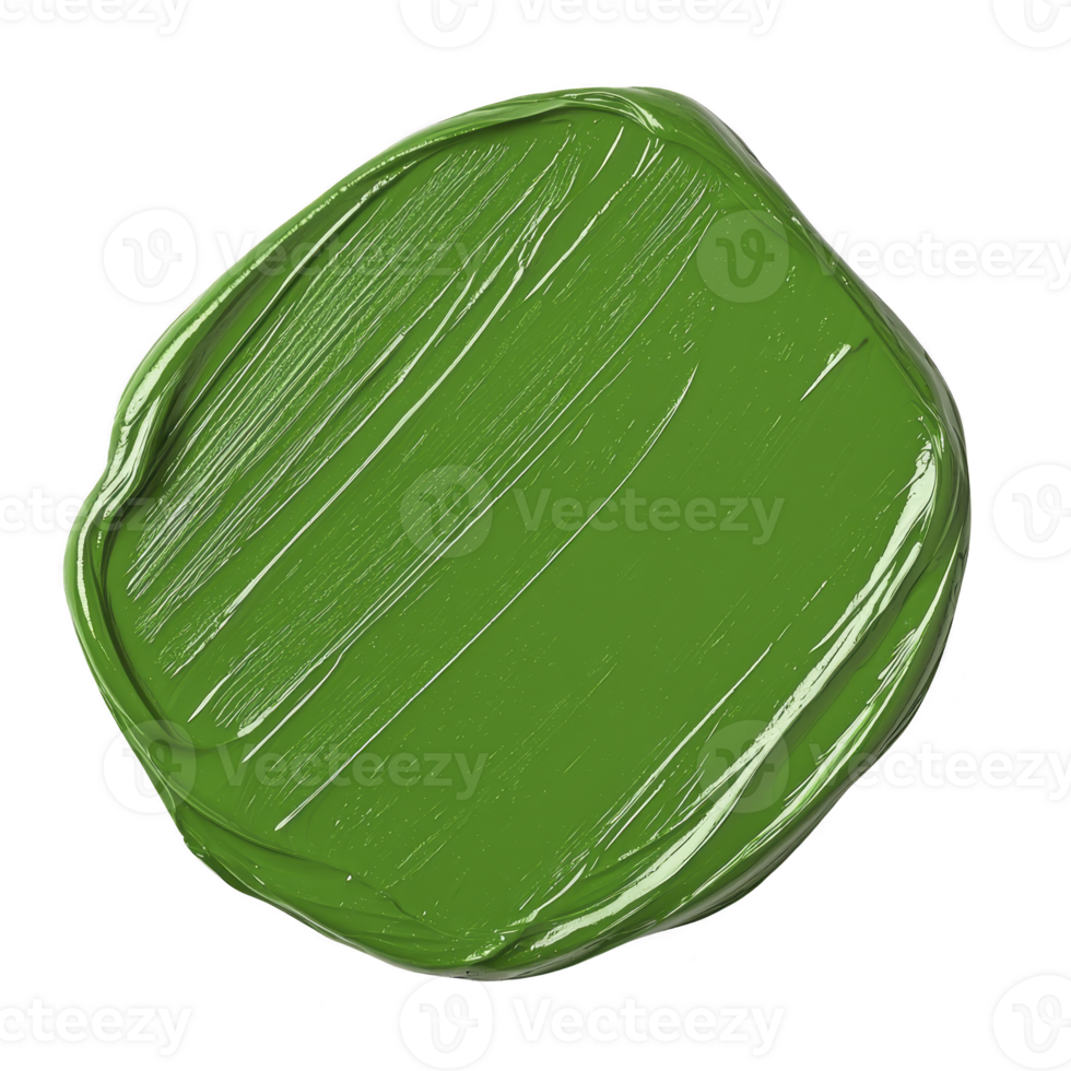 A vibrant green paint smear with textured brush strokes, creating artistic and dynamic appearance. smooth, glossy finish adds depth and interest to abstract design png