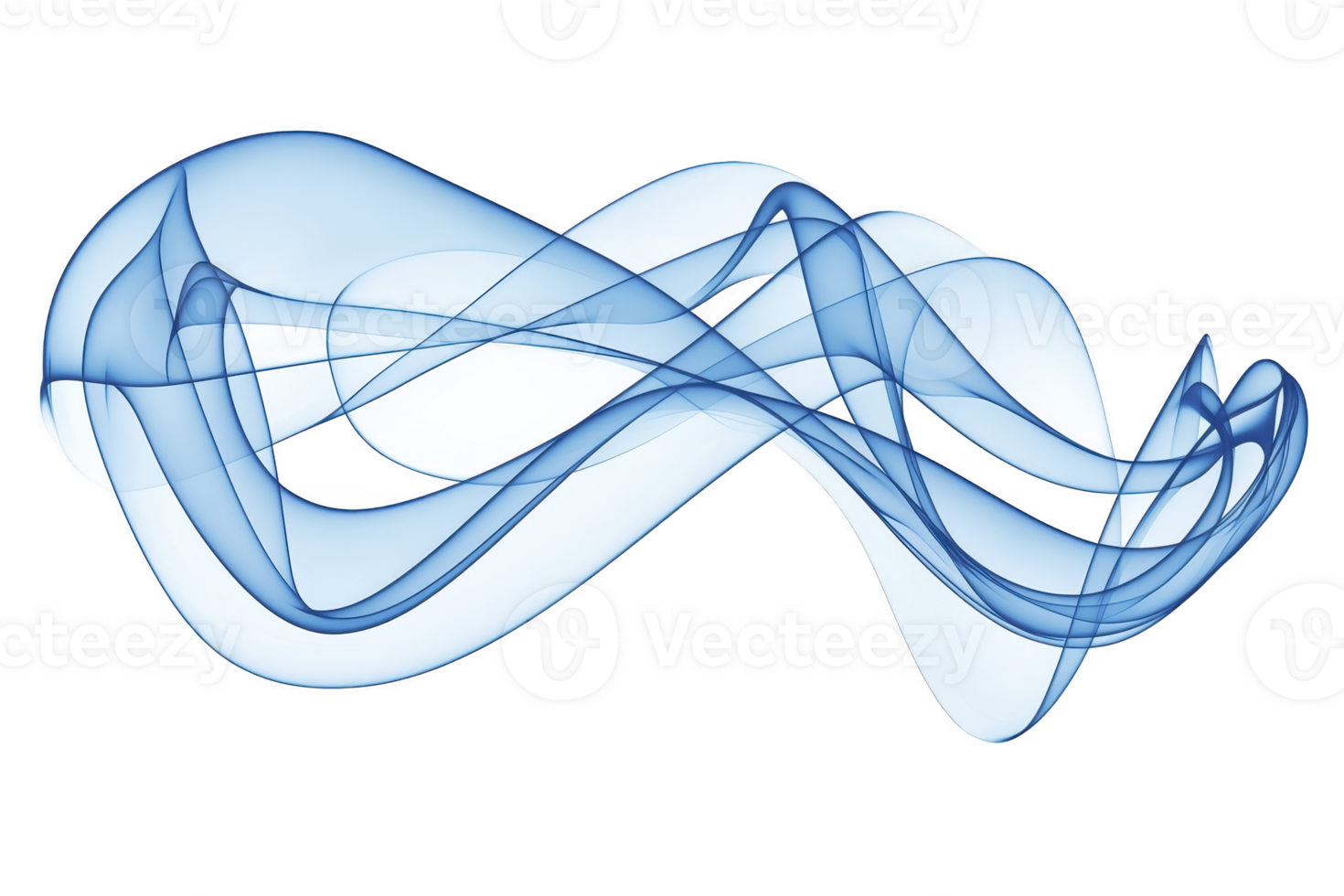 A dynamic abstract blue wave pattern flows gracefully across transparency background, creating sense of movement and fluidity. intertwining lines and curves evoke feeling of calm and creativity png