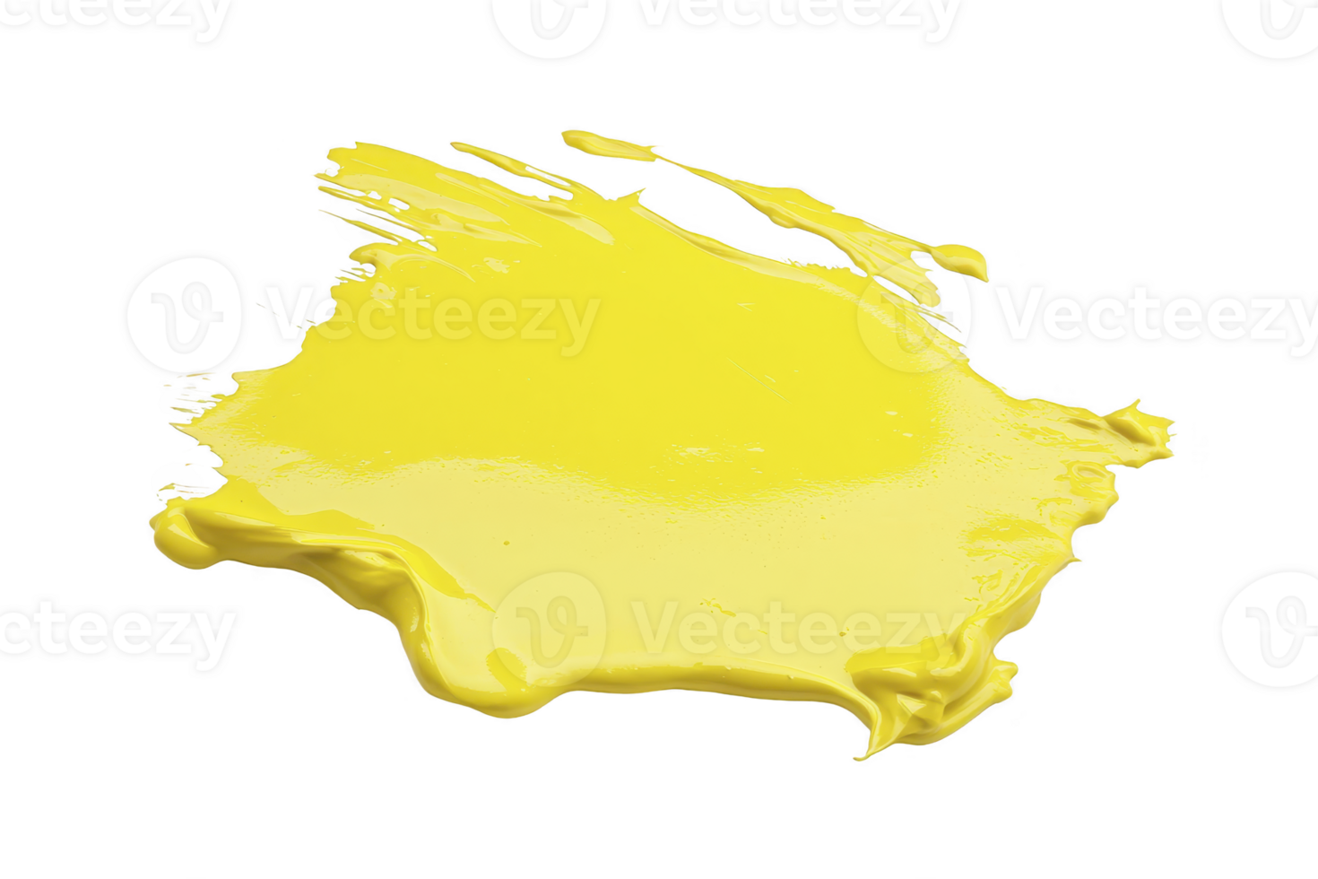 A vibrant splash of yellow paint creates abstract shape on transparency background, evoking creativity and energy. texture is thick and glossy, suggesting fresh application png