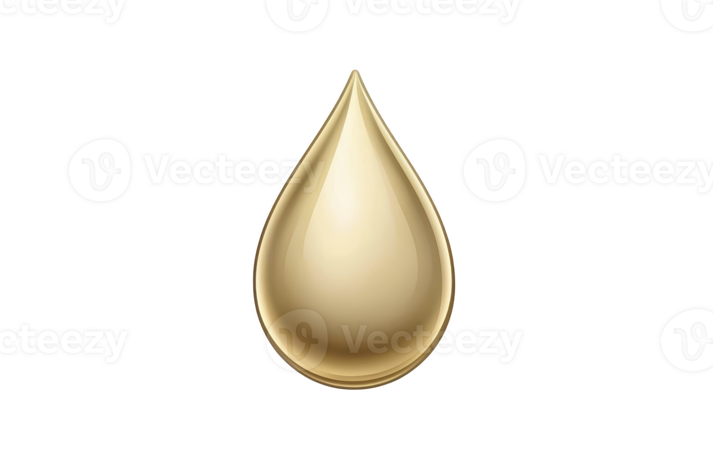 A shiny golden droplet with smooth surface, isolated on transparency background, symbolizes purity and luxury. droplet reflective quality adds sense of elegance and sophistication png