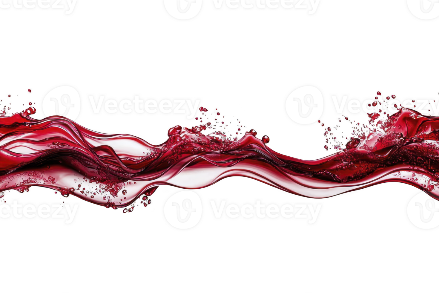 A dynamic, flowing wave of red liquid with splashes and swirls against transparency background, creating sense of movement and energy. vibrant red contrasts sharply with dark backdrop png