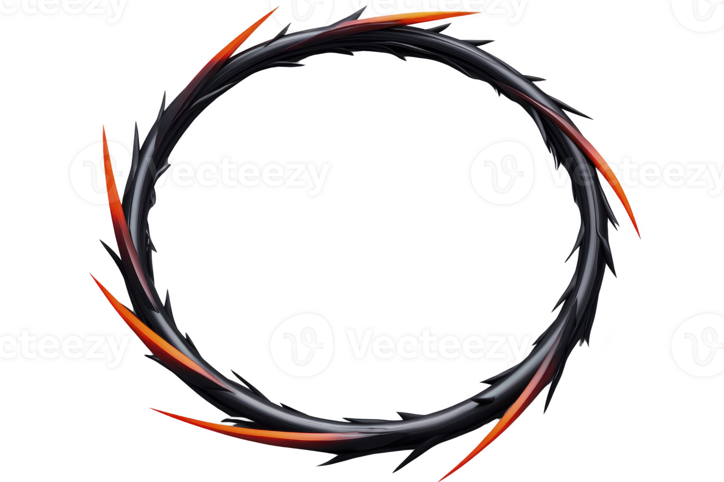 A circular design with sharp, fiery elements creates dynamic and intense visual. combination of red and orange hues with dark tones gives sense of energy and movement png