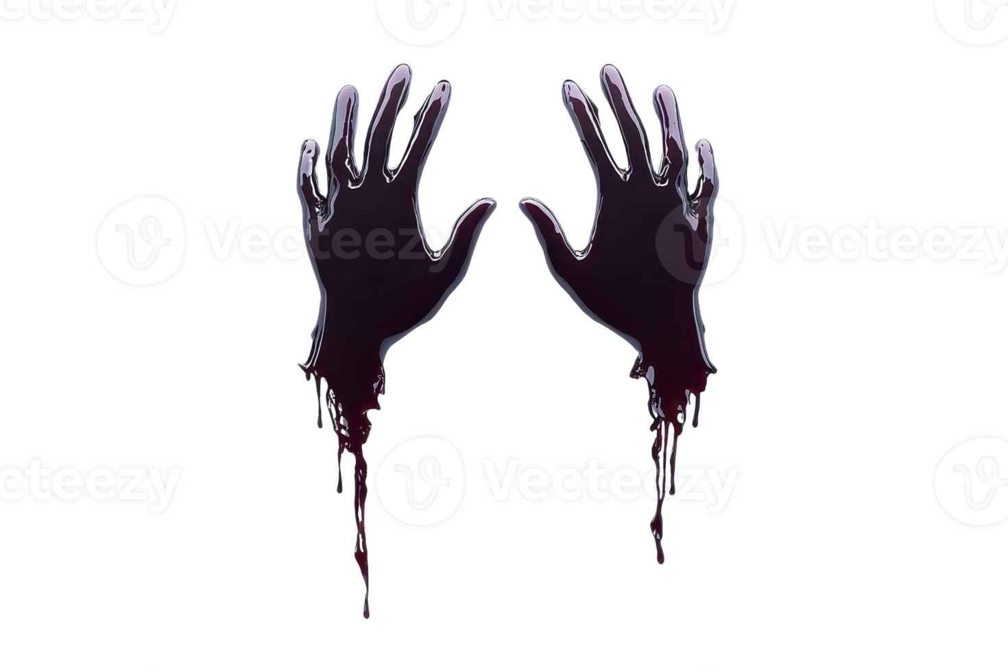 A Dark, eerie illustration of two shadowy hands with dripping edges, evoking sense of mystery and horror. hands appear to be reaching out, creating haunting atmosphere png