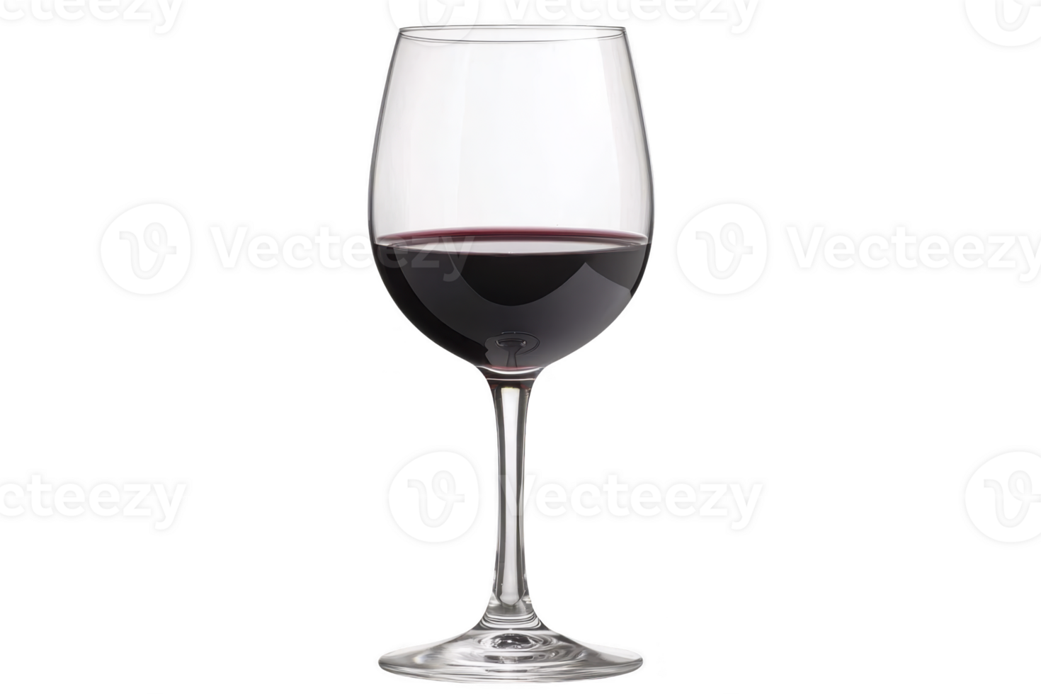A tall, elegant wine glass filled with rich red wine, showcasing its deep color and clarity. glass stands on slender stem, highlighting sophistication of drink png