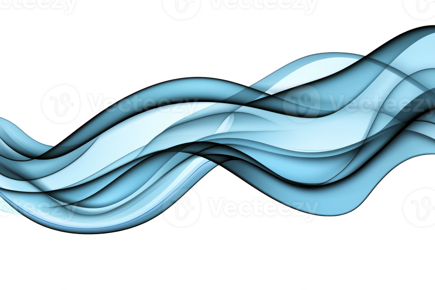 A dynamic abstract design featuring flowing blue and black waves on transparency background, creating sense of movement and fluidity. overlapping translucent layers add depth and elegance png