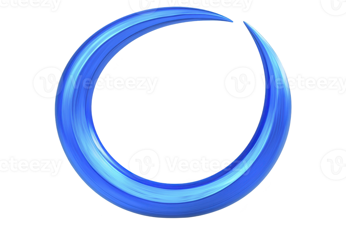 A vibrant blue crescent shape with smooth, brushstroke texture, set against transparent background, creating dynamic and modern design png