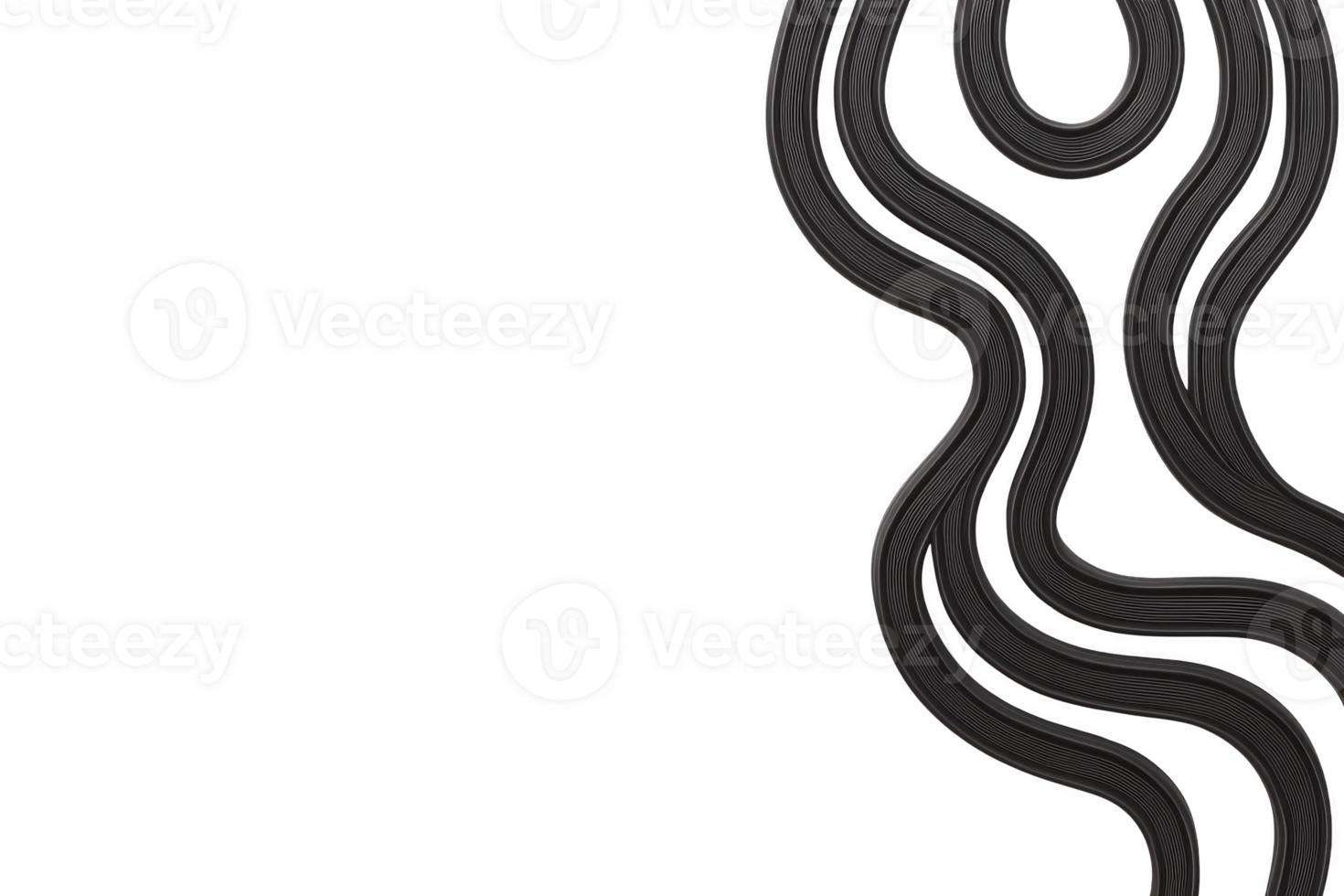 An Abstract black wavy lines create flowing pattern on transparency background, evoking sense of movement and fluidity. design is minimalist and modern, suitable for artistic or decorative purposes png