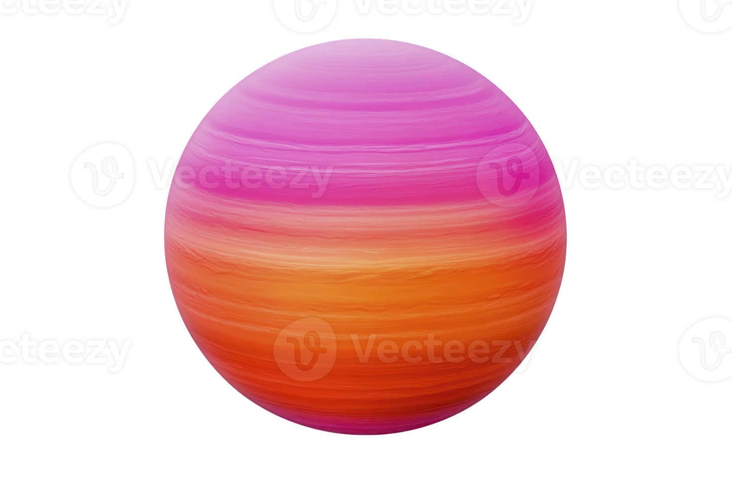 A vibrant, colorful sphere with gradient shades of pink, purple, and orange, resembling planet or abstract art piece, set against plain background png