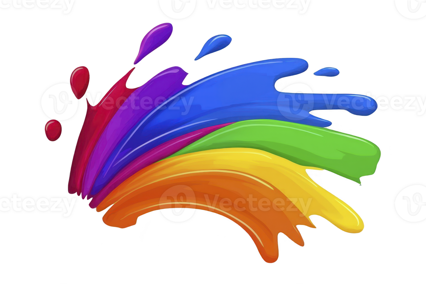A vibrant splash of colorful paint strokes in red, purple, blue, green, yellow, and orange creates dynamic and energetic visual. abstract design evokes creativity and artistic expression png