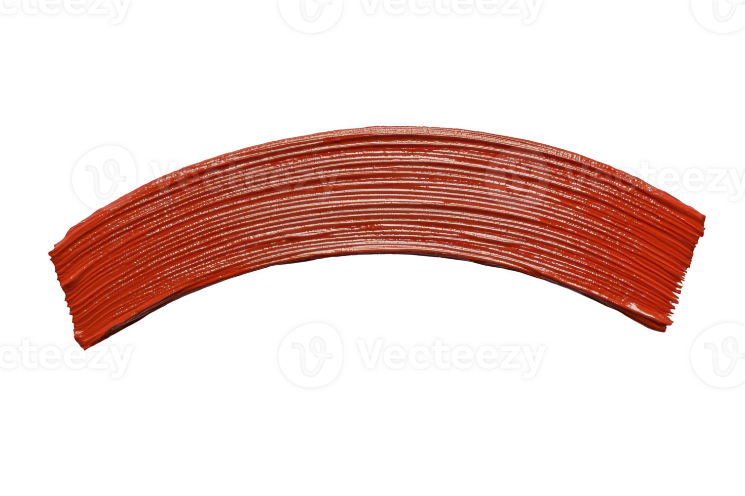 A vibrant red paint stroke is displayed on transparency background, showcasing smooth, curved texture. bold color and dynamic shape evoke creativity and artistic expression png