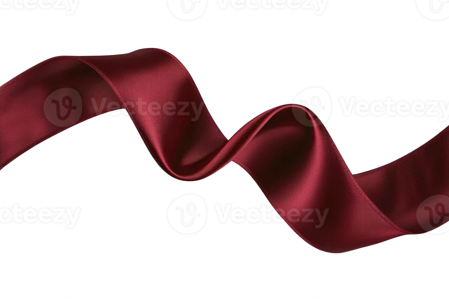 A flowing red ribbon gracefully twists against transparent background, showcasing its smooth texture and vibrant color. elegant curve adds sense of movement and sophistication png