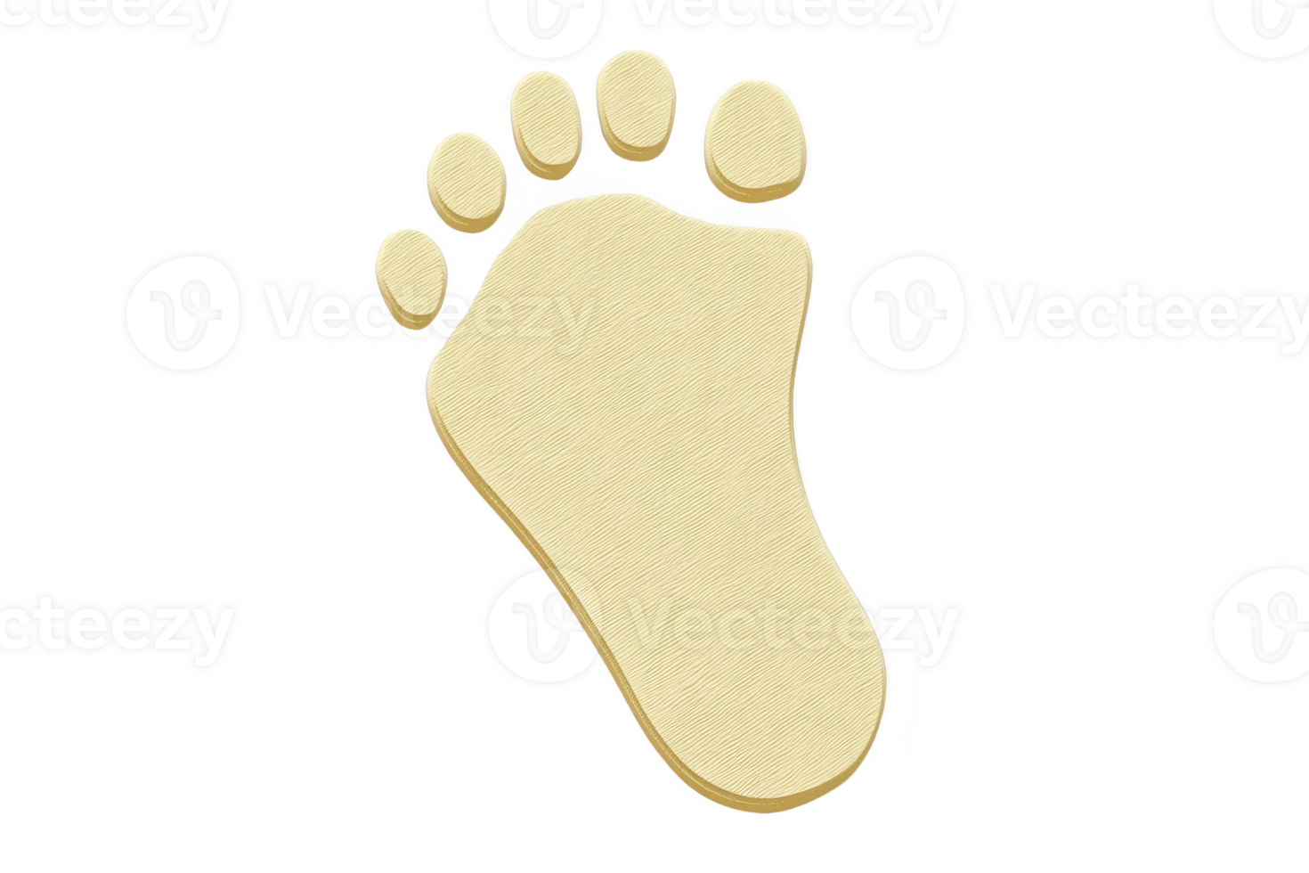 A This features stylized footprint illustration with textured appearance, set against transparent background. footprint is depicted light beige color, emphasizing its simplicity and artistic design png