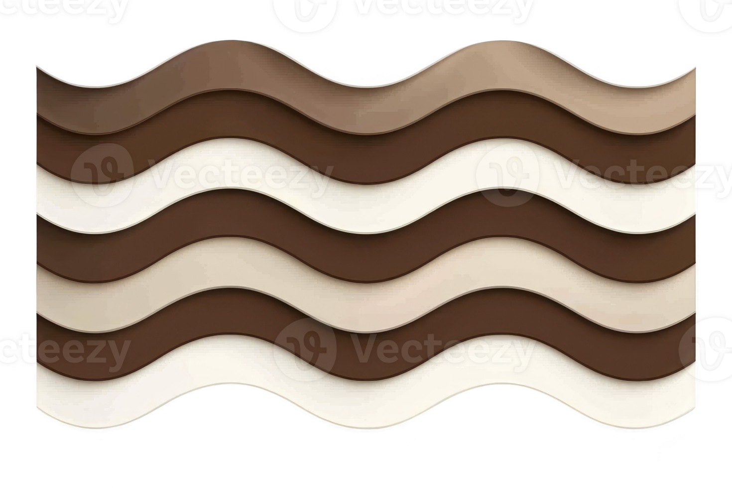 A wavy pattern featuring alternating brown and cream stripes creates visually appealing design. smooth curves and contrasting colors evoke sense of movement and harmony png