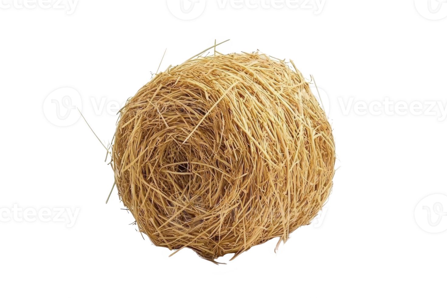 A large, round bale of hay is tightly rolled, showcasing its golden strands and rustic texture, perfect for agricultural use or animal feed png
