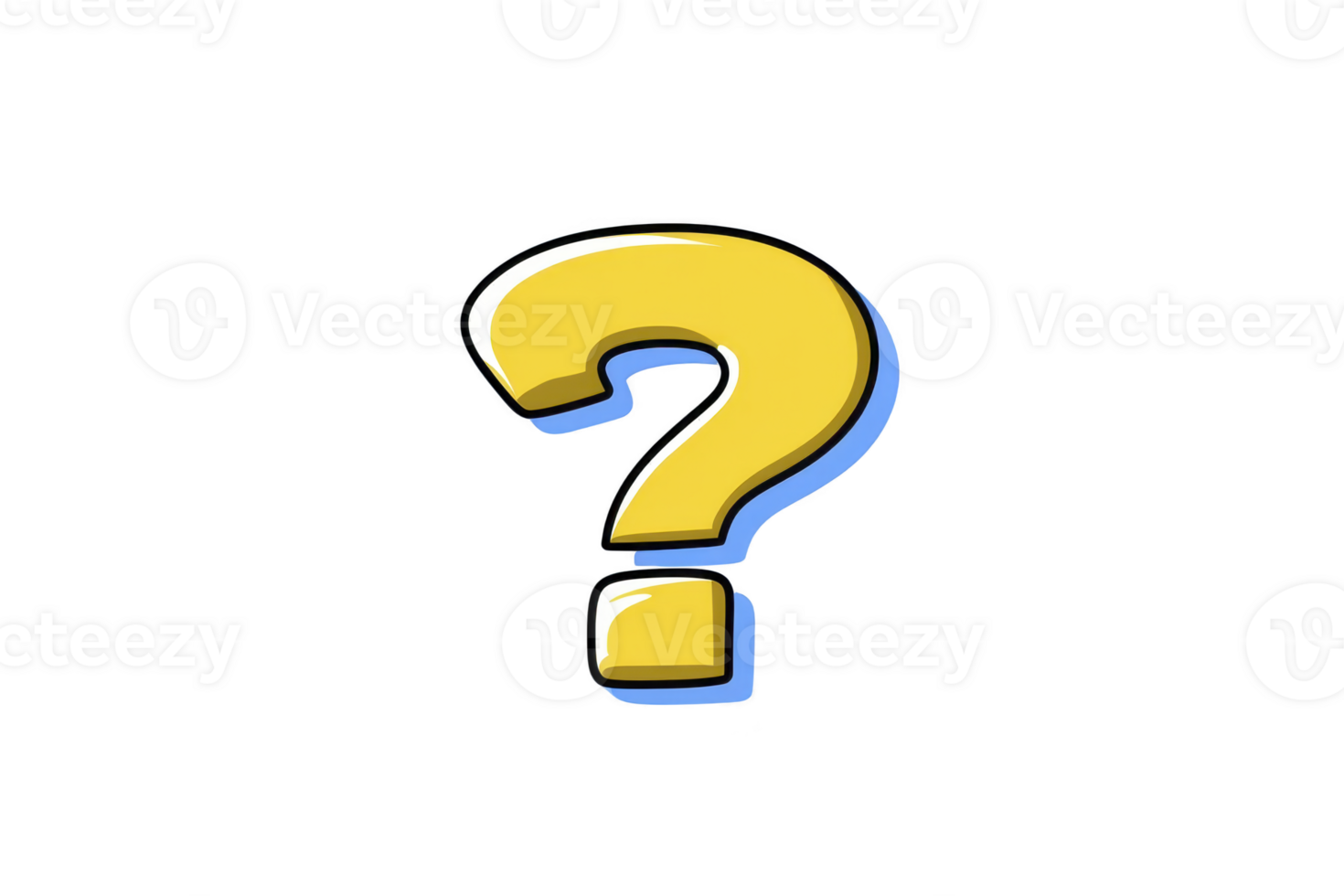A This is illustration of yellow question mark with blue shadow, symbolizing inquiry or curiosity. design is simple and bold, making it easily recognizable. yellow question mark illustration with png
