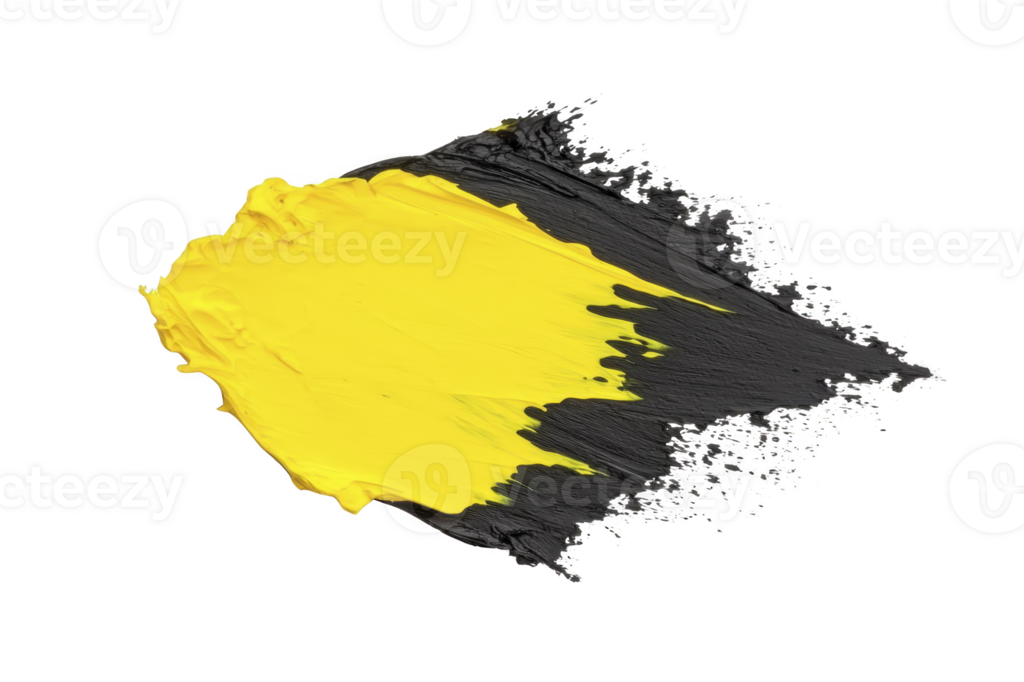 A vibrant splash of yellow and black paint creates striking abstract design on transparency background, showcasing dynamic texture and bold contrast png