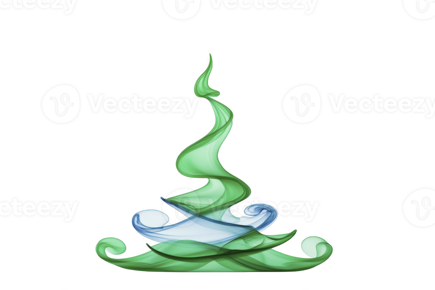 A This features abstract, swirling design with green and blue hues, resembling stylized flame or wave. fluid shapes create sense of movement and elegance.abstract design with swirling shapes png